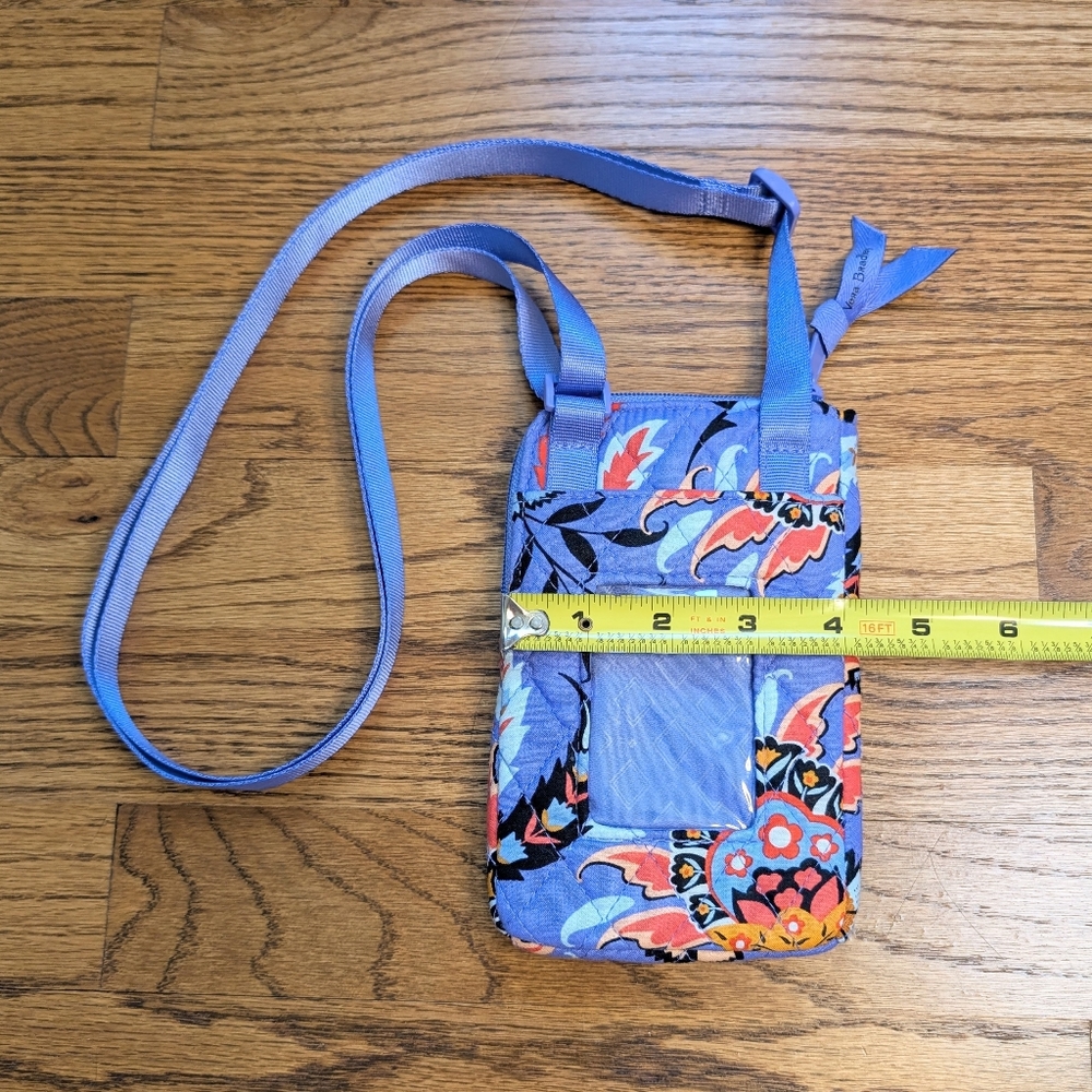 Vera Bradley RFID Mini Cellphone Crossbody Mural Garden Blue Purple Pink Print - Picture 4 of 6